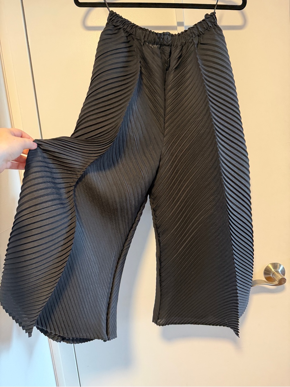 Black Pleated Wide-Leg Women’s Pants